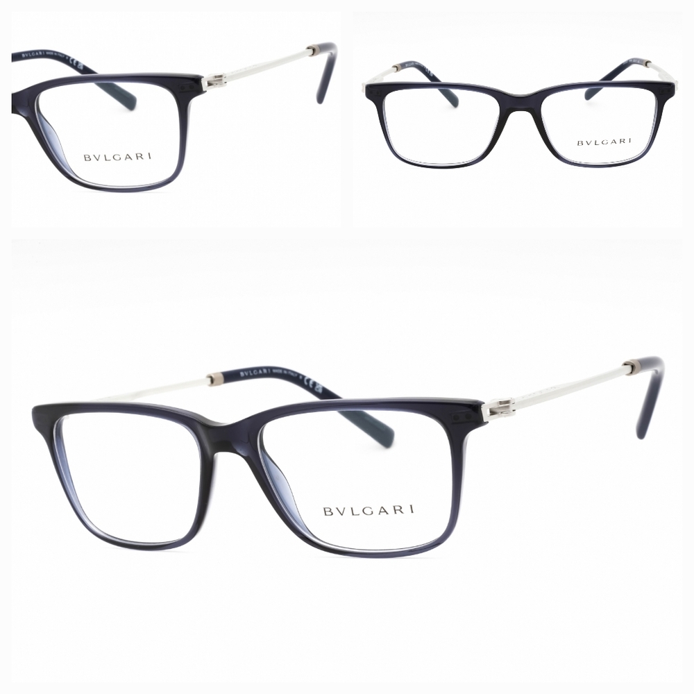 Bvlgari Black and silver Rectangular Eyeglasses